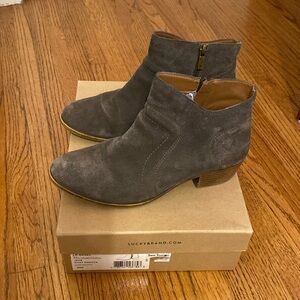 Lucky brand gray suede boot with booties. Size 8